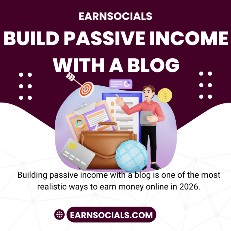 blogging passive income concept SEO blogging strategy blog monetization methods passive income online blog https://earnsocials.com/how-to-build-passive-income-with-a-blog/